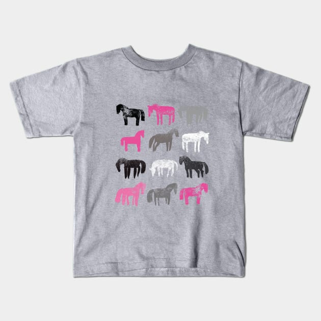 Pinky Ponies Kids T-Shirt by kasia_dippel